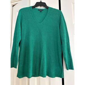 Eileen Fisher Emerald Green Vneck Sweater